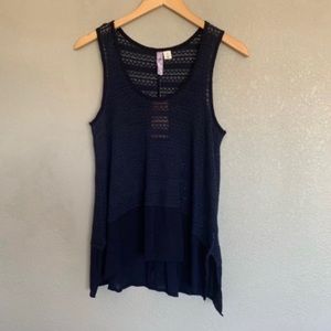 Alya for Francesca’s Sleeveless Tank Top Size Small Blue Knit & Chiffon Casual